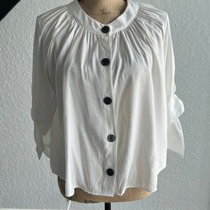 New- Zara off white size small button up.  Tie sleeves